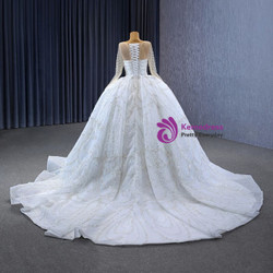 White Tulle Sequins Beading Pearls Wedding Dress