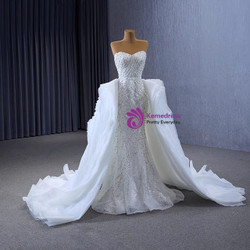 Sexy White Mermaid Sequins Pearls Wedding Dress