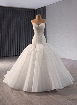 White Mermaid Tulle Beading Sequins Wedding Dress