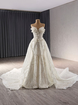 White Mermaid Tulle Strapless Beading Wedding Dress 