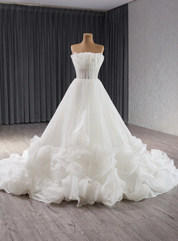 Vintage White Tulle Pleats Strapless Pleats Wedding Dress