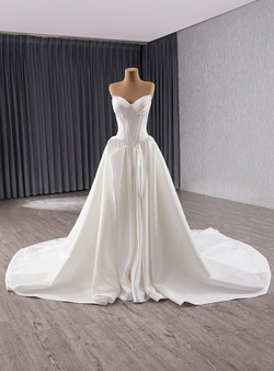 Simple White Satin Strapless Wedding Dress