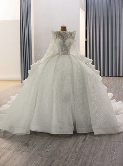 Fafion White Sequins Long Sleeve Wedding Dress