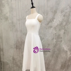 Simple White Straps Wedding Dress