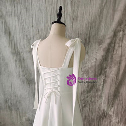 Simple White Straps Bow Short Wedding Dress