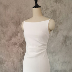 White Spaghetti Straps Pleats Wedding Dress