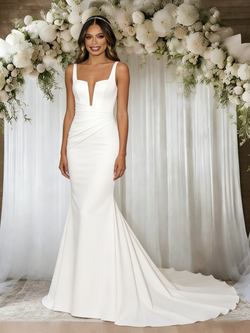 White Mermaid Straps Wedding Dress