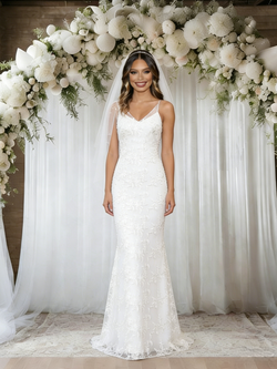 White Mermaid Lace Straps Wedding Dress