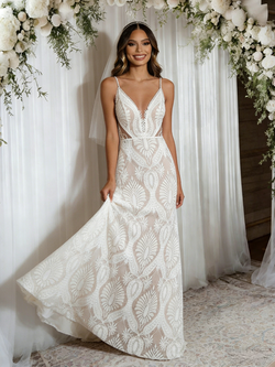 White Mermaid Lace Spaghetti Straps Wedding Dress