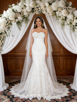 White Mermaid Spaghetti Straps Wedding Dress