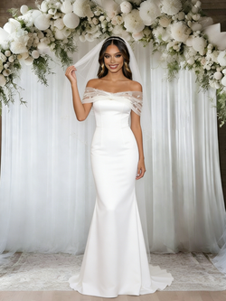 White Mermaid Off the Shoulder Wedding Dress