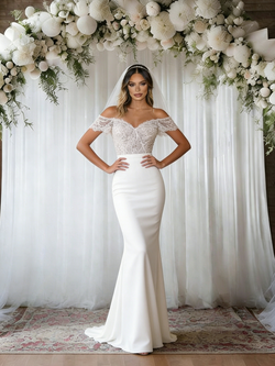 White Mermaid Off the Shoulder Lace Wedding Dress