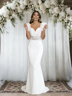 Sexy White Mermaid Straps Wedding Dress