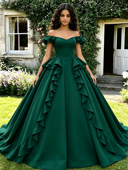 Simple Green Off The Shoulder Quinceanera Dress