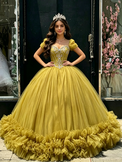 Tulle Square Neck Beading Quinceanera Dress
