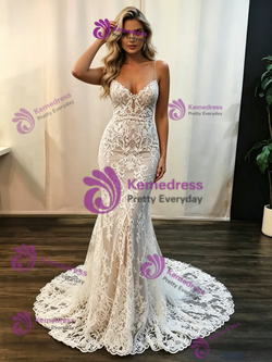 Sexy White Mermaid Lace Wedding Dress