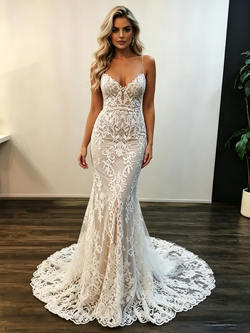 Sexy White Mermaid Lace Wedding Dress