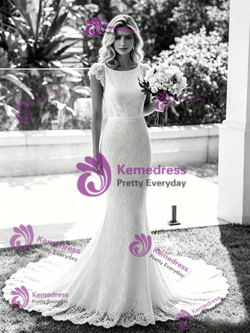White Mermaid Lace Backless Wedding Dress
