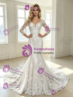 Sexy White Mermaid Tulle Appliques Wedding Dress
