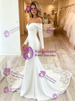 Sexy White Mermaid Long Sleeve Wedding Dress