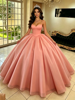 Orange Tulle Spaghetti Straps Quinceanera Dress