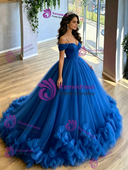 Royal Blue Tulle Off the Shoulder Quinceanera Dress