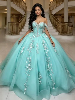 Tulle Off the Shoulder Appliques Quinceanera Dress