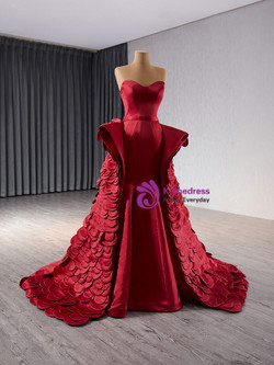 Burgundy Mermaid Satin Sweetheart Prom Dress