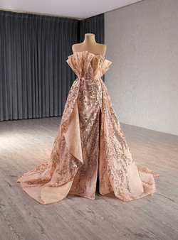 Sexy Gold Sequins Strapless Split Prom Dress