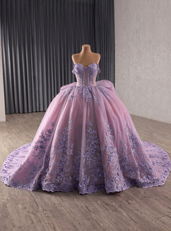 Purple Tulle Off the Shoulder Lace Appliques Prom Dress