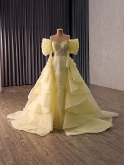 Yellow Mermaid Long Sleeve Sequins Prom Dress