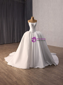 White Satin Strapless Wedding Dress