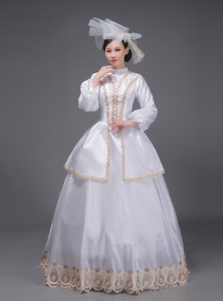 White Long Sleeve Baroque Victorian Dress
