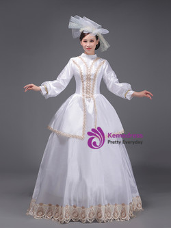 White Long Sleeve Baroque Victorian Dress