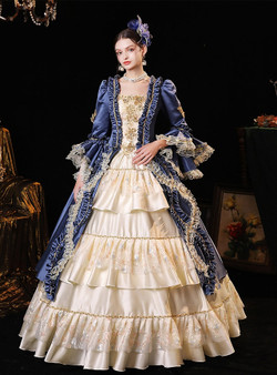 Vintage Navy Blue Satin Rococo Vintage Dress