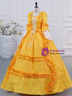Burgundy Long Sleeve Pleats Victorian Dress