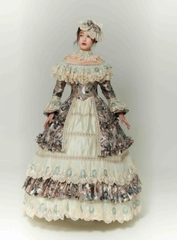 Ball Gown Print Lace Long Sleeve Vintage Dress