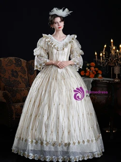 Champagne Short Sleeve Lace Vintage Dress