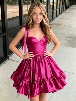 Simple Fuchsia Straps Homecoming Dress