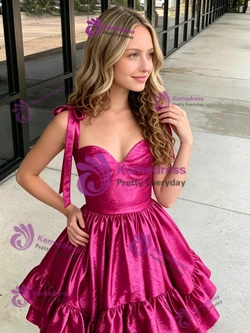 Simple Fuchsia Straps Homecoming Dress