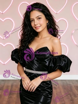 Black Off the Shoulder Pleats Homecoming Dress