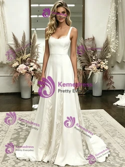 White Straps Appliques Wedding Dress