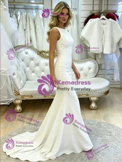 White Mermaid Backless Wedding Dress