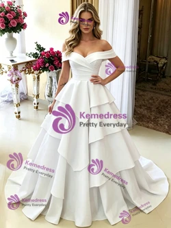 White Off the Shoulder Wedding Dress