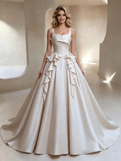 Ivory Satin Straps Wedding Dress
