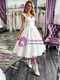 White Straps Short Wedding Dress