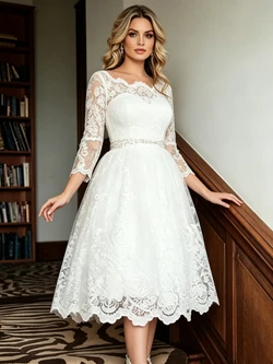 White Tulle Short Sleeve Wedding Dress