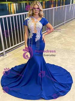Royal Blue Mermaid Beading Prom Dress