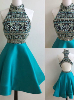 High-neck Sleeveless Homecoming Dresses