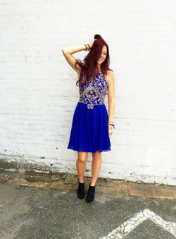 Sexy Royal Blue Homecoming Dresses Two Straps Colorful Beaded